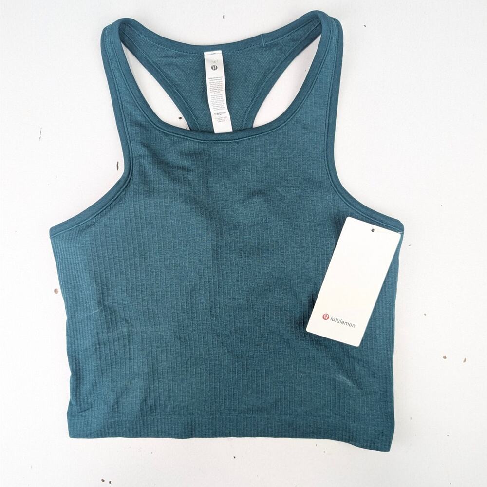 Lululemon Women's 10 Ebb to Street Cropped Racerback Tank - Storm Teal